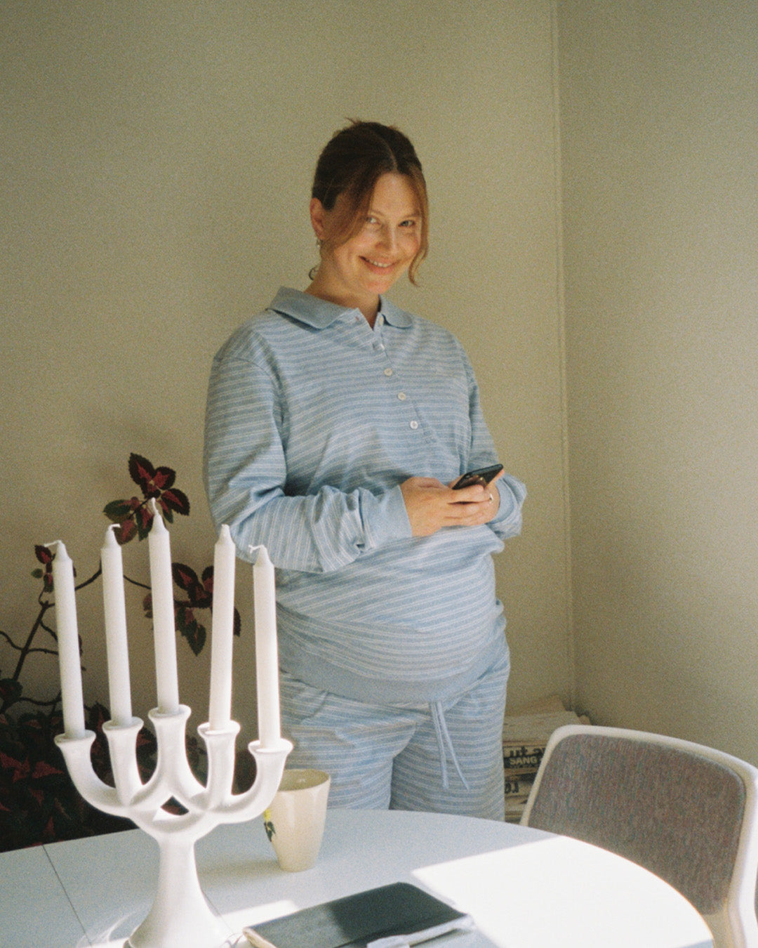 Wilma Pique Top -  Blue/White