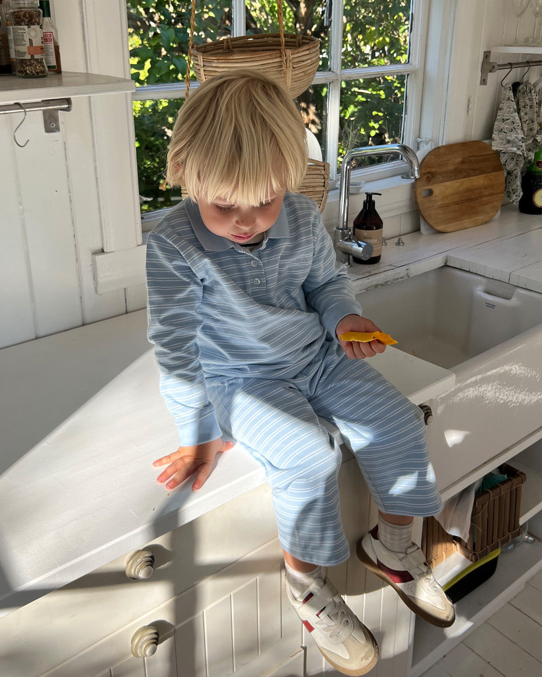 Wilma Kids Pique Top - Blue/White