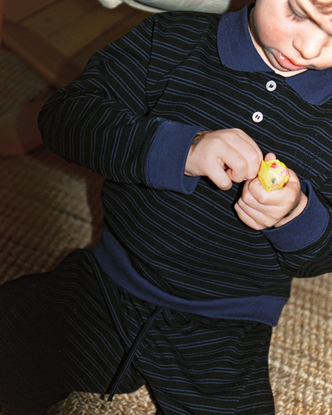 Wilma Kids Pique Top - Blue/Black