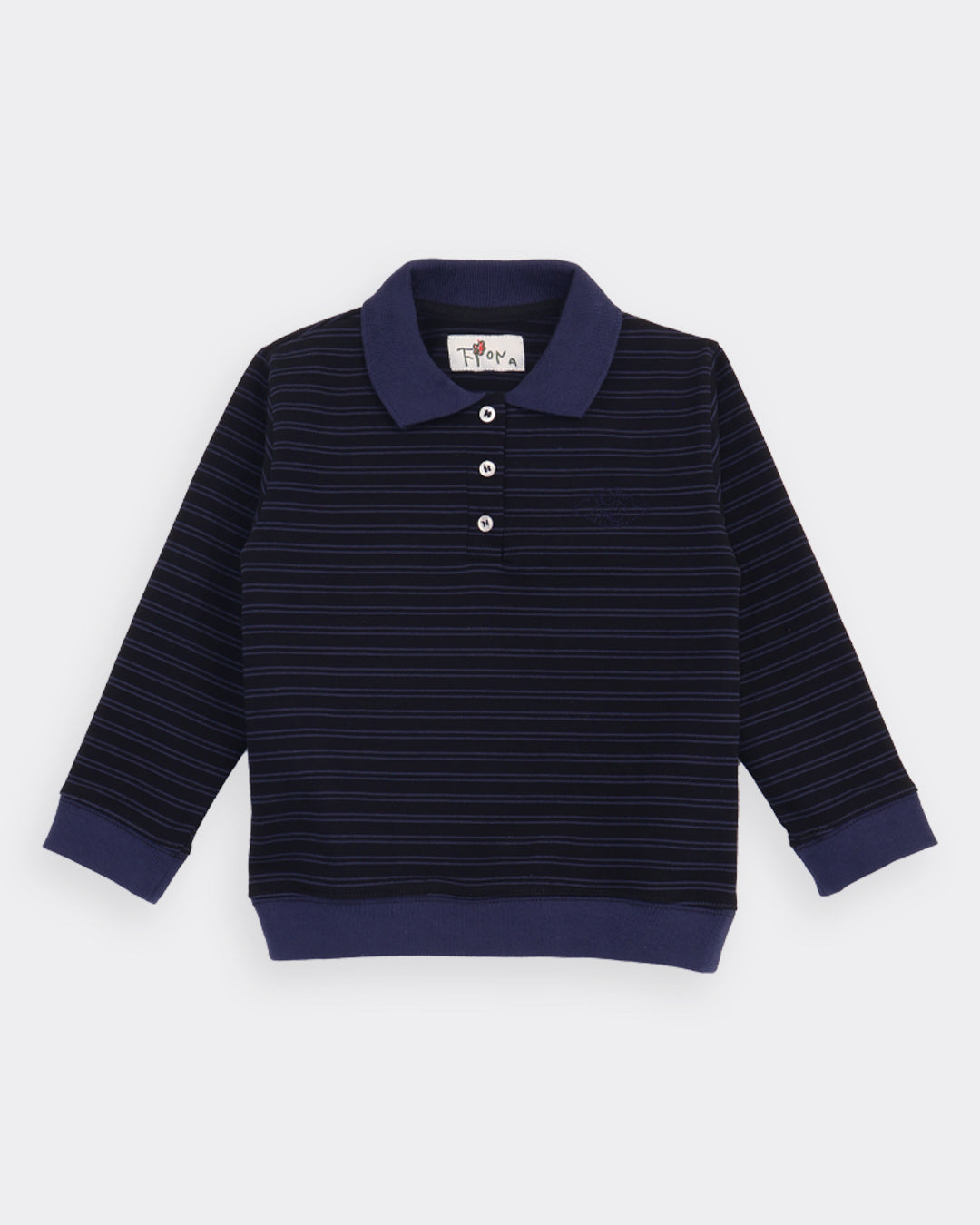 Wilma Kids Pique Top - Blue/Black